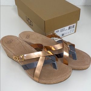 NIB AUTH UGG ADALIE MULE SANDAL ROSE GOLD PEWTER